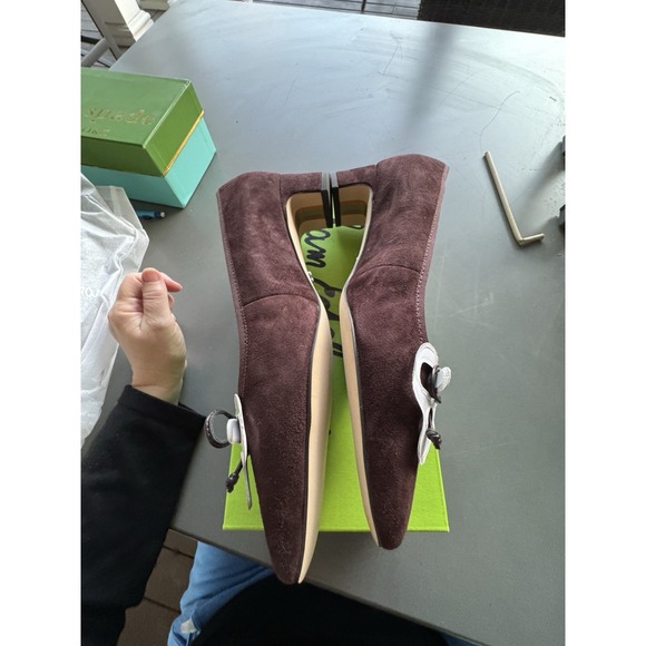 Sam Edelman Women's Rinda Pointed Toe Ballet Heel Chocolate Suede Size 7 Bow - Picture 7 of 12